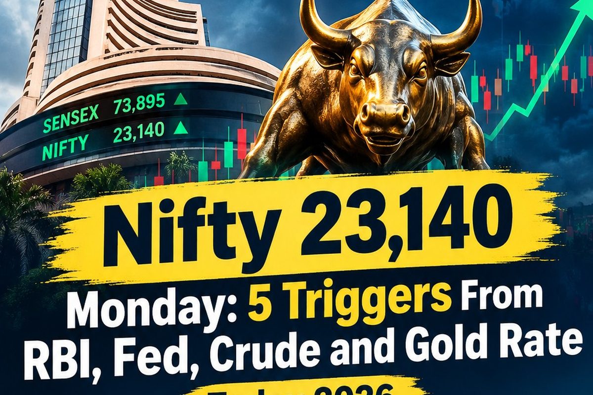 Nifty 23140 Monday setup with Sensex rebound RBI Fed gold chart