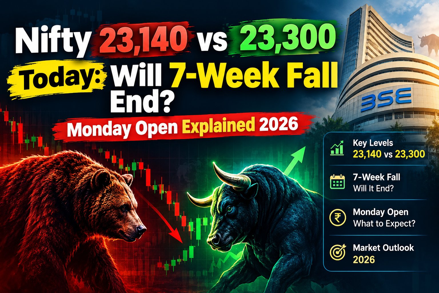Nifty 50 trading screen with Sensex levels on Monday morning